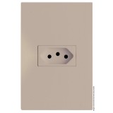 Conjunto Tomada 10a Horizontal 4x2 - RECTA Areia Satin Fosco